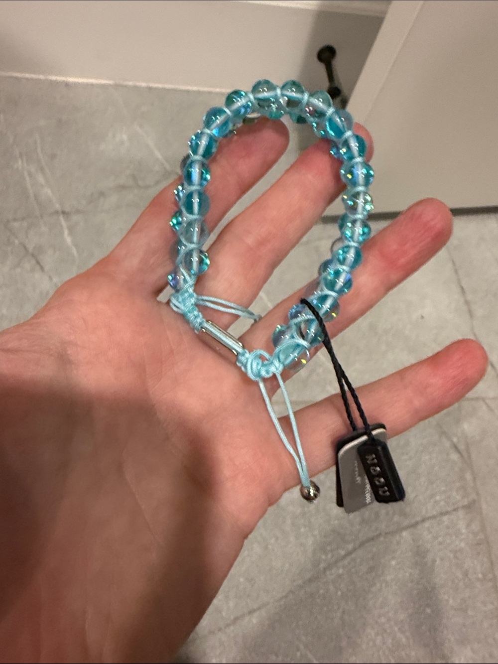 Adjustable Beaded Bracelet in Aqua Blue